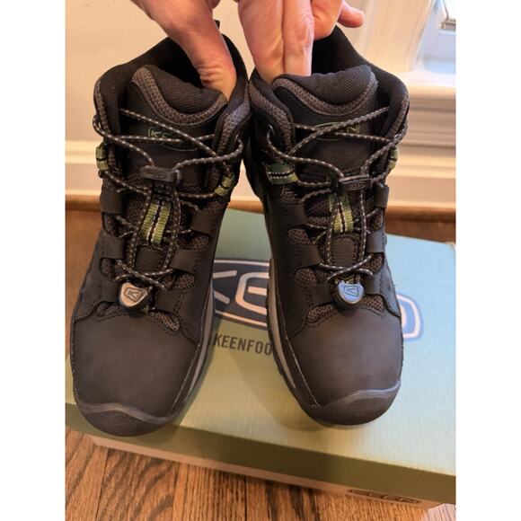 Keen Targhee Mid Waterproof Hiking Shoes Black Green Kids Size 1 NIB NEW $80 - Picture 4 of 16